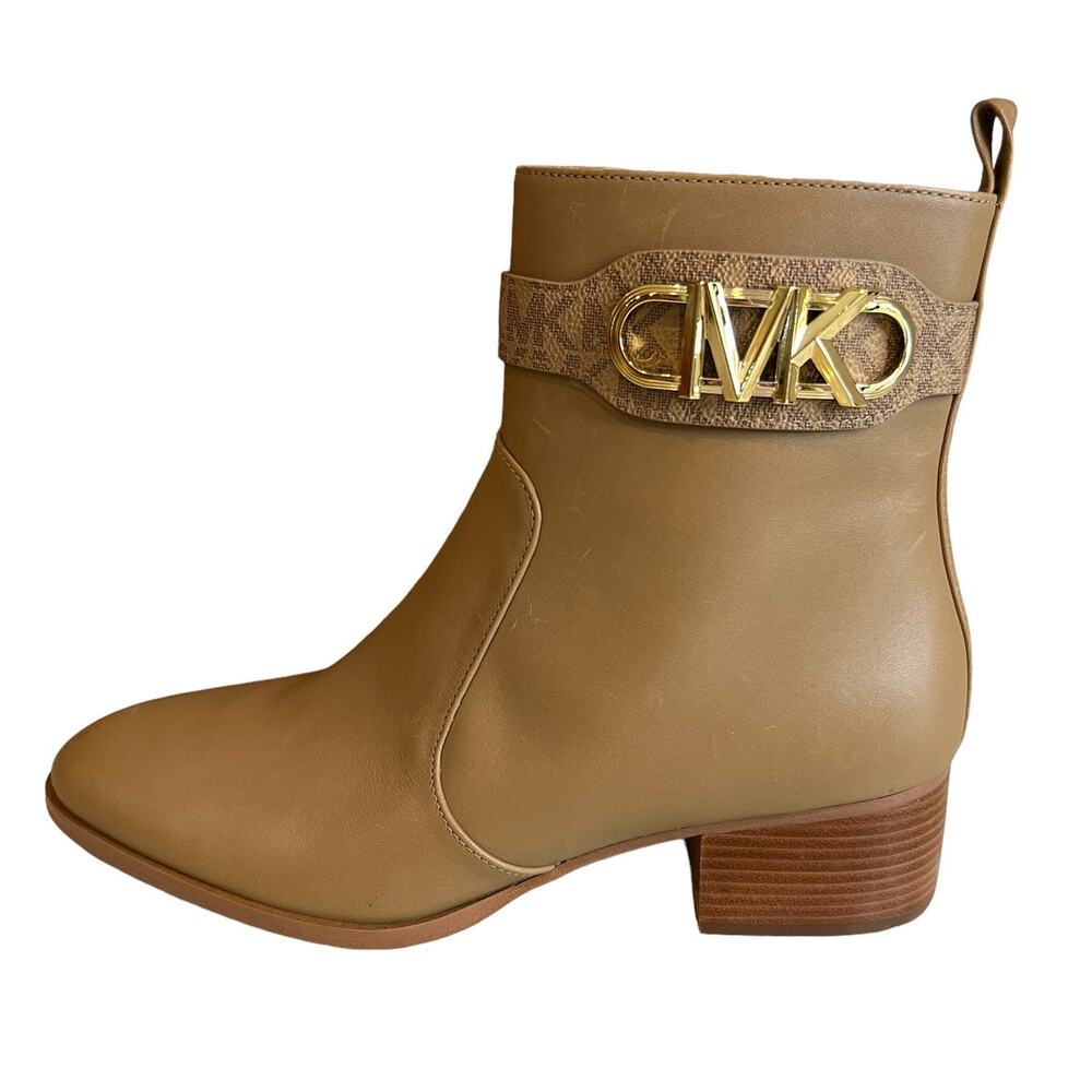Michael Kors Parker Leather Ankle Booties Beige 7.5